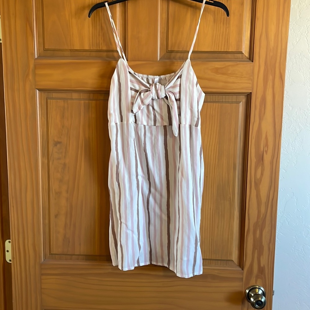 Pink brown stripe dress L
